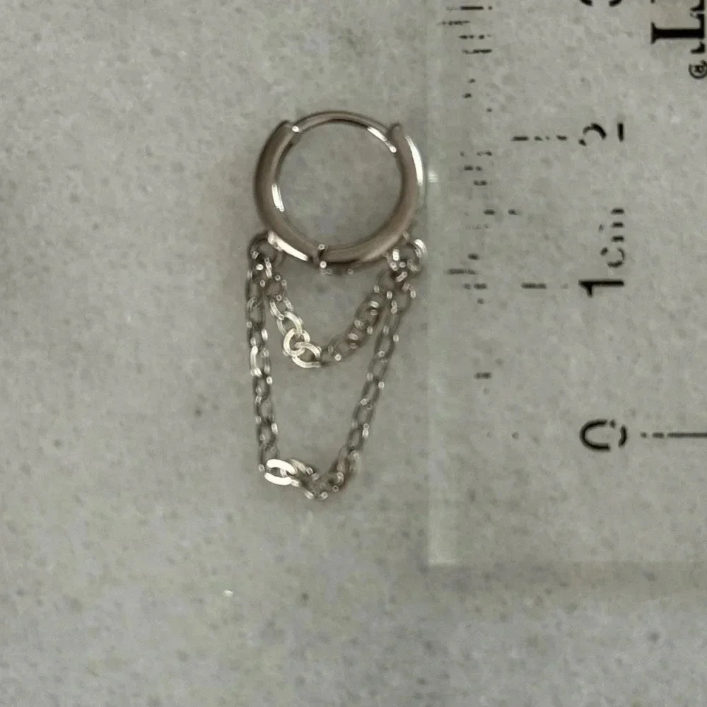 COPY - Sterling Silver Chain Huggie Hoop Earrings Brand New - Picture 4 of 4